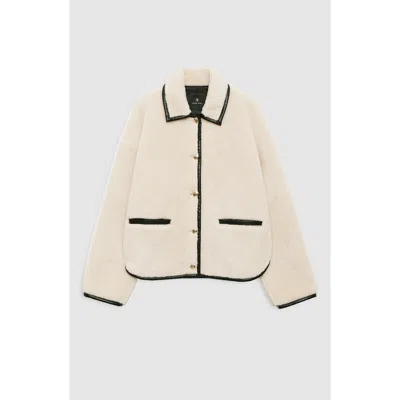 Anine Bing Piped Camden Teddy Jacket In Neutral
