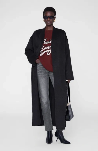 Anine Bing Womens Cabernet Miles Chenille-patch Cotton-jersey Sweatshirt In Burgundy