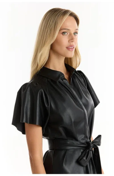 The Noli Shop Devin Leather Ruffle Dress In Black
