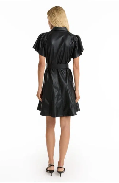 The Noli Shop Devin Leather Ruffle Dress In Black