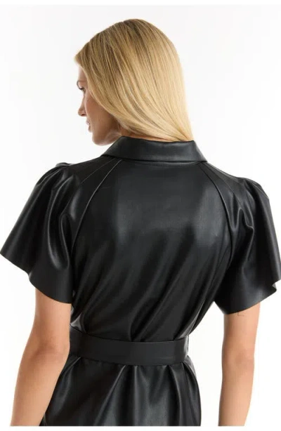 The Noli Shop Devin Leather Ruffle Dress In Black