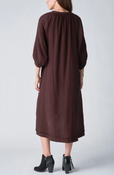 Ocean + Main Ocean+main Gauze Dress With Pockets In Brown