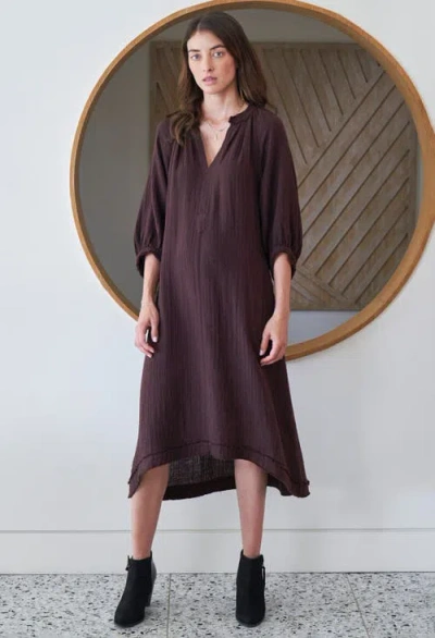 Ocean + Main Ocean+main Gauze Dress With Pockets In Brown