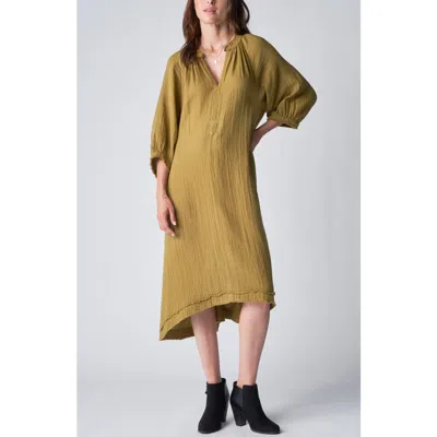 Ocean + Main Ocean+main Gauze Dress With Pockets In Green