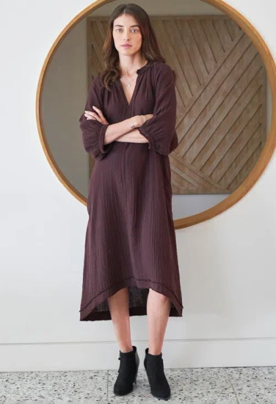 Ocean + Main Ocean+main Gauze Dress With Pockets In Brown