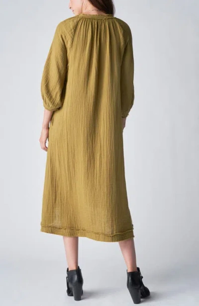 Ocean + Main Ocean+main Gauze Dress With Pockets In Green