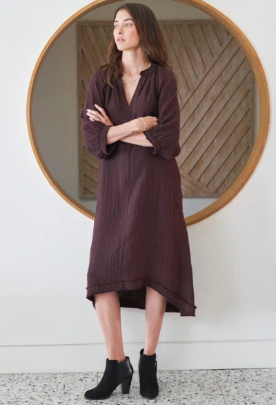 Ocean + Main Ocean+main Gauze Dress With Pockets In Brown
