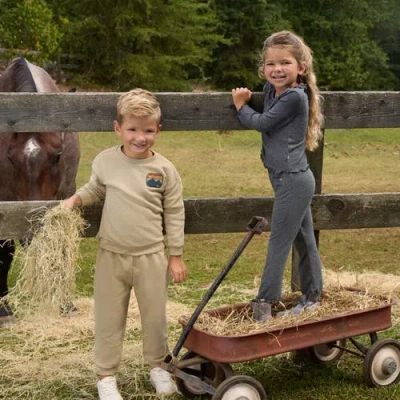 Modern Moments™ By Gerber Ruffle Collar Top And Flare Pant Set In Gray