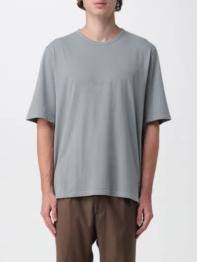 Saint Laurent Tonal Logo Embroidery Cotton T Shirt In Gray