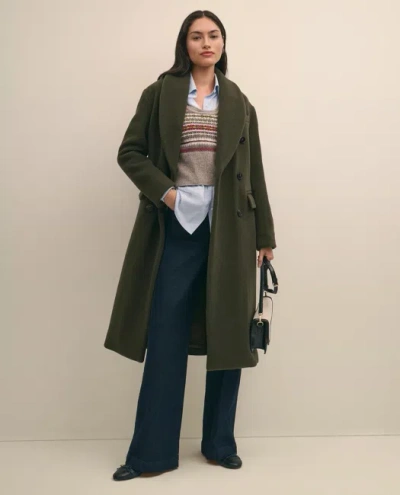 Brooks Brothers Double-faced Wool Shawl-collar Coat In Green