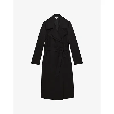 Reiss Womens Black Odette Double-lapel Wool-blend Coat In Black