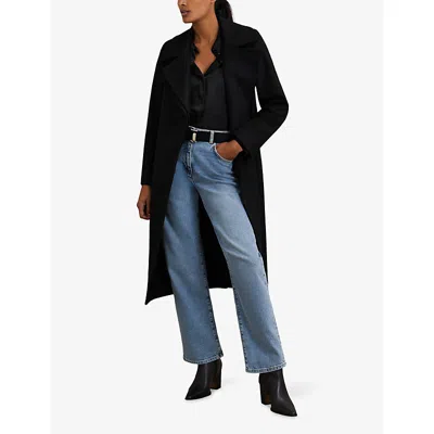 Reiss Womens Black Odette Double-lapel Wool-blend Coat In Black