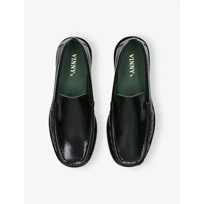 Vinny's Vinnys Black Leather Micahel Moccasins In Black