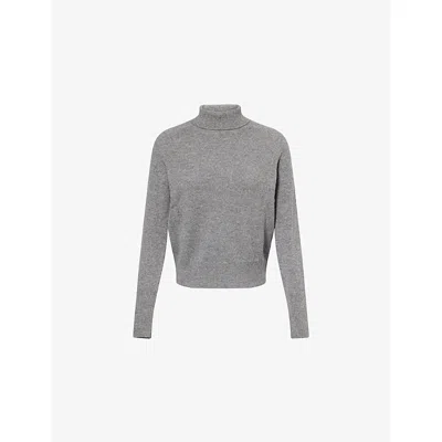 Victoria Beckham Womens Grey Marl Regular-fit Turtleneck Wool Jumper Xl In Gray