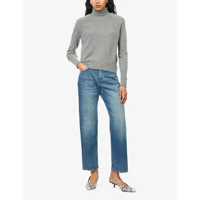 Victoria Beckham Womens Grey Marl Regular-fit Turtleneck Wool Jumper Xl In Gray
