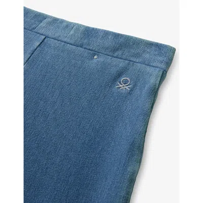 Benetton Multicolored Logo-embroidered Wide-leg Stretch-denim Jeans 6-14 In Blue