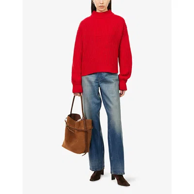 Good American Womens Indigo927 Good '90s Coated Relaxed-fit Denim-blend Jeans In Blue