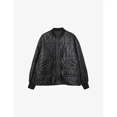 Allsaints Womens Black Alii Quilted Shell Bomber Jacket