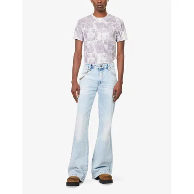 Jaded London Mens Blue Blaze Flared Denim Jeans In Blue