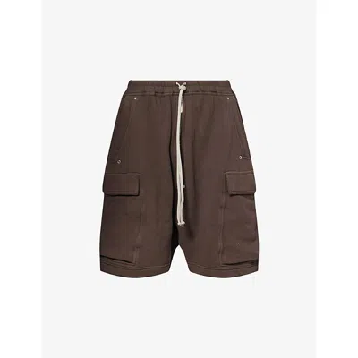Rick Owens Drkshdw Mens Dark Dust Cargobela Drawstring Cotton-jersey Shorts In Brown
