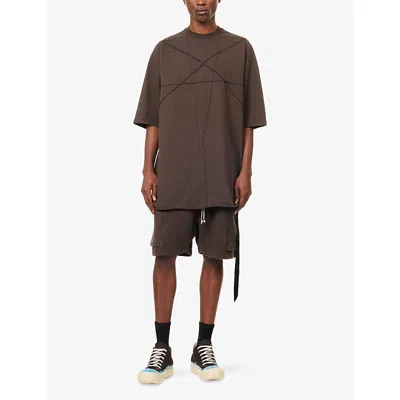 Rick Owens Drkshdw Mens Dark Dust Cargobela Drawstring Cotton-jersey Shorts In Brown
