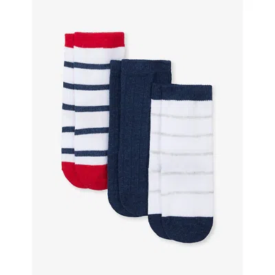 The Little White Company Multi London Stretch Cotton-blend Socks Set Of Three 0-4 Year In Multi