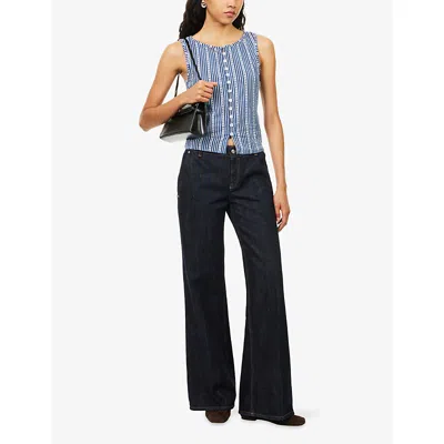 Free People Tilly Vest In Navy Printed In Blue