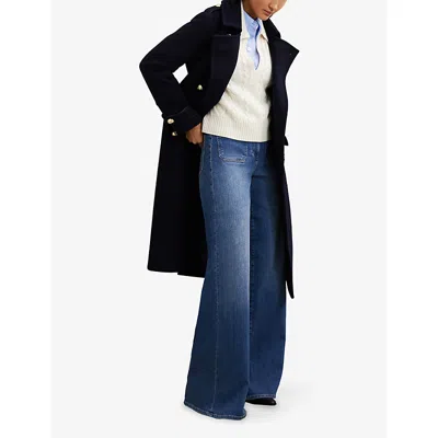 Reiss Womens Ivory Lissy Cable-knit Wool And Cashmere-blend Jumper Xs In White