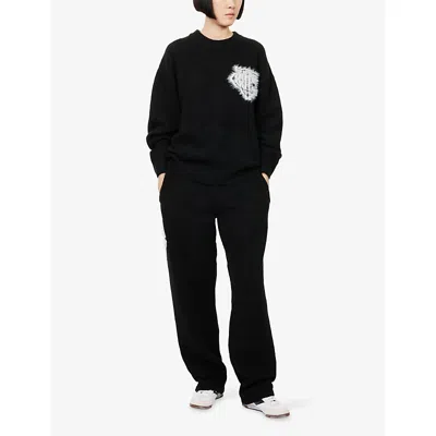 The Couture Club Womens Black Monogram Emblem Straight-leg Knitted Jogging Bottoms In Black
