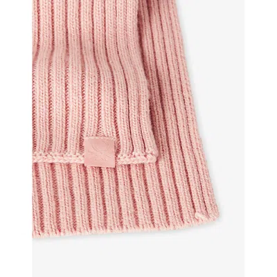 Benetton Coral Logo-patch Wool Blend Scarf In Neutral