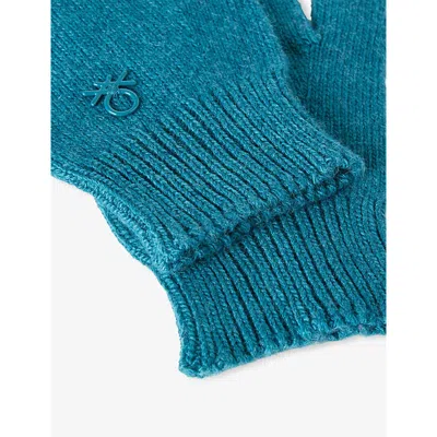 Benetton Colonial Blue Logo-plaque Wool Blend Glov In Blue