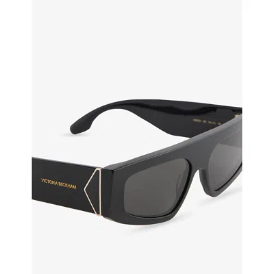 Victoria Beckham Womens Black Vb690s Rectangular-frame Acetate Sunglasses In Brown