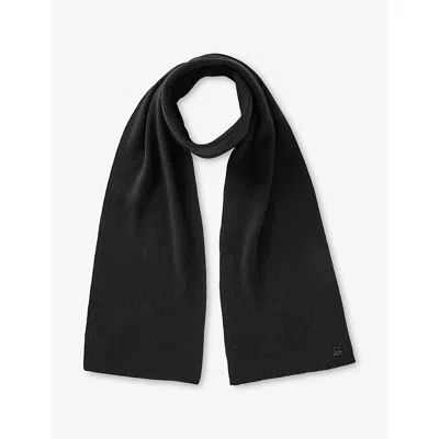 Benetton Black Logo-plaque Wool Blend Scarf In Black