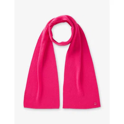 Benetton Pink Logo-plaque Wool Blend Scarf In Pink