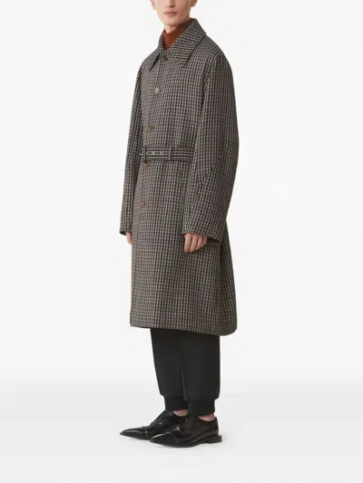 Lanvin Checked Wool Car Coat In Neutral