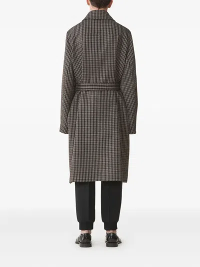 Lanvin Checked Wool Car Coat In Neutral