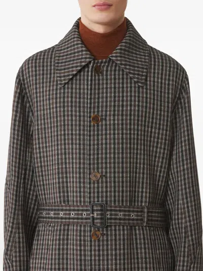 Lanvin Checked Wool Car Coat In Neutral