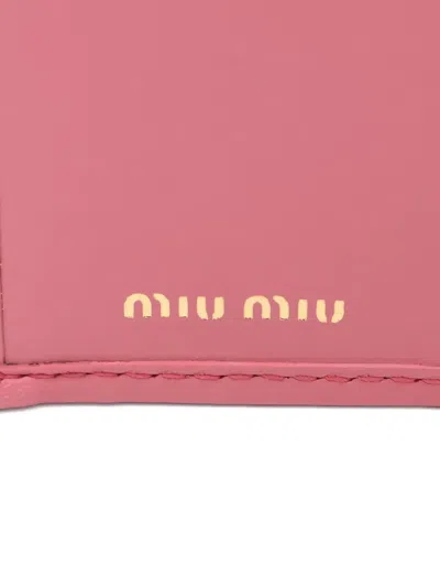 Pre-owned Miu Miu 2020s Matelassé Logo Bi-fold Wallet In Pink