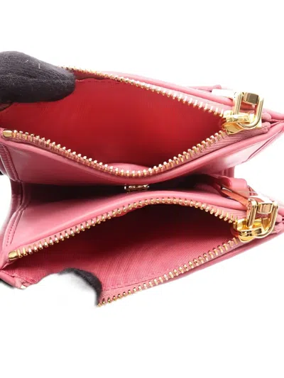 Pre-owned Miu Miu 2020s Matelassé Logo Bi-fold Wallet In Pink