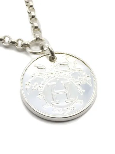 Pre-owned Hermes 2010's Exlibris Pm Charm Bracelet In Silver