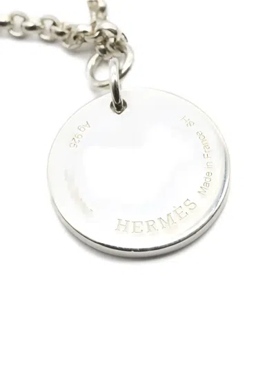 Pre-owned Hermes 2010's Exlibris Pm Charm Bracelet In Silver