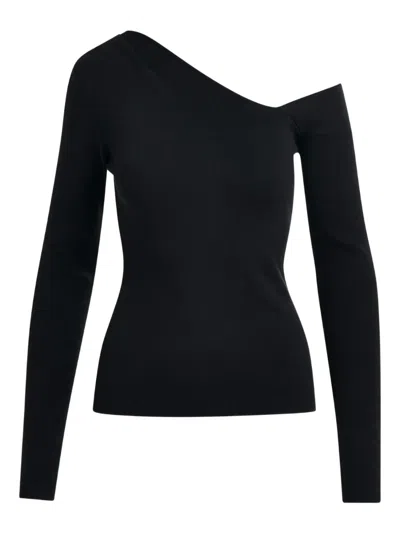 Essentiel Antwerp Imeric Asymmetric Ribbed Sweater In Black