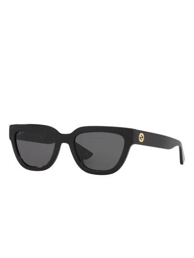 Gucci Black Black Grey Acetate Sunglasses In Black