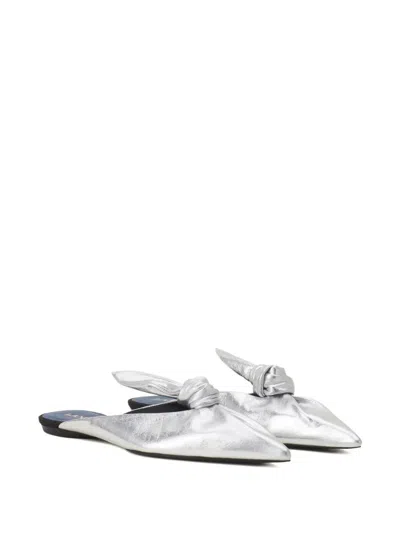 Lanvin Midnight Step Bow Mule In Metallic Leather In Brown