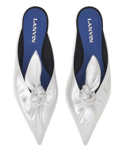 Lanvin Midnight Step Bow Mule In Metallic Leather In Brown