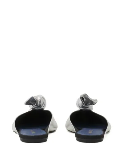 Lanvin Midnight Step Bow Mule In Metallic Leather In Brown