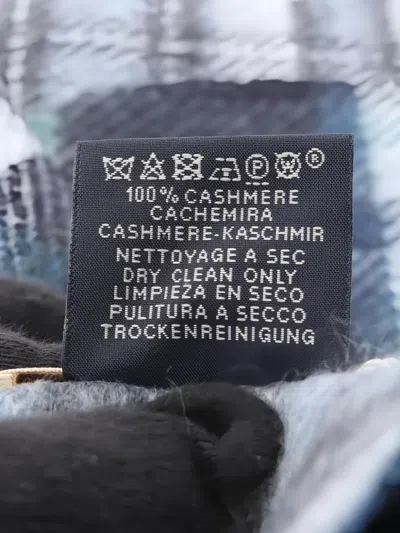 Pre-owned Hermes 2010s Check Fringed Scarf In Blue