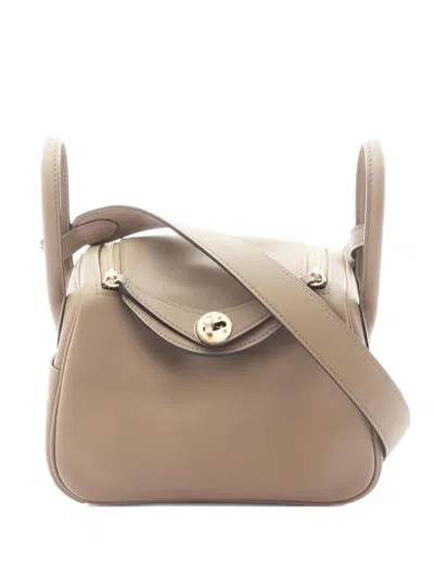 Pre-owned Hermes 2024 Mini Lindy Handbag In Brown