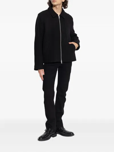 Allsaints Celeste Crop Boiled Wool Jacket In Black