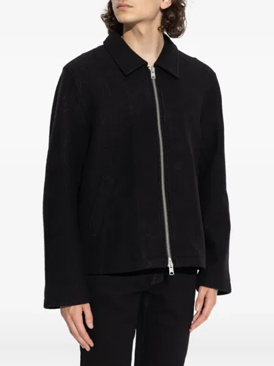 Allsaints Celeste Crop Boiled Wool Jacket In Black